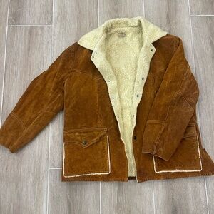 Vintage “The Paddock Shops” Brown genuine Leather Jacket with Cream Lining